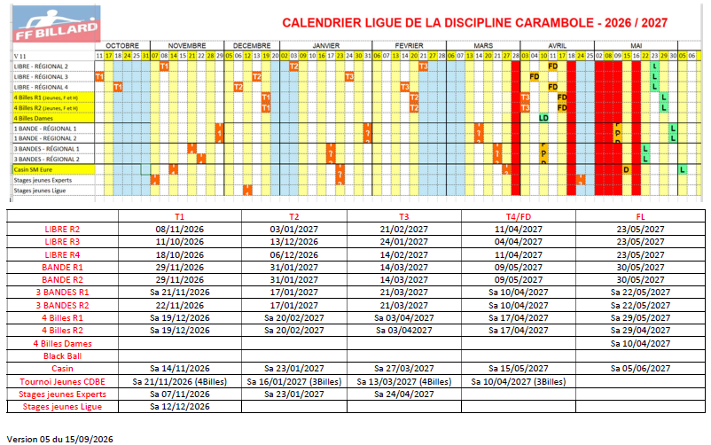 Calendrier CDBE